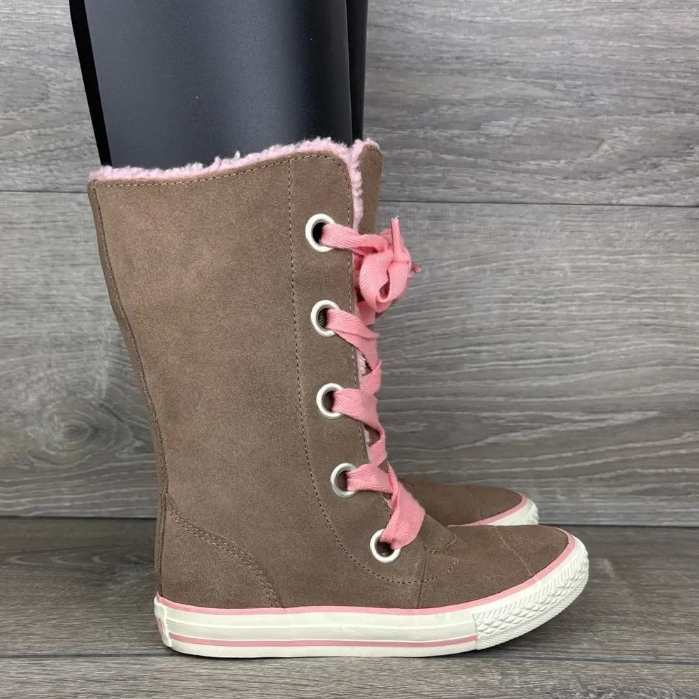 Converse All-Star Beverly Little Girl Sz 13 Ginger Leather Pink Hi Sneaker Boots